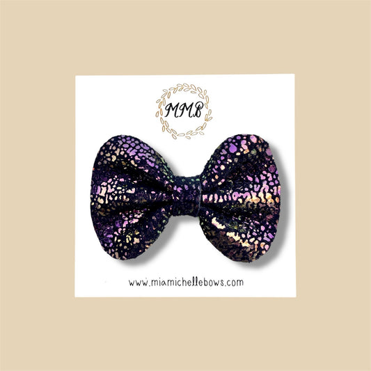 Black Splatter Genuine Leather Bow