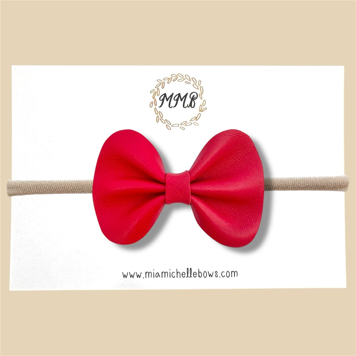 Bright Red Genuine Leather Bow