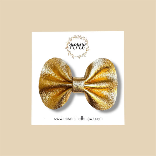 Gold Genuine Leather Bow