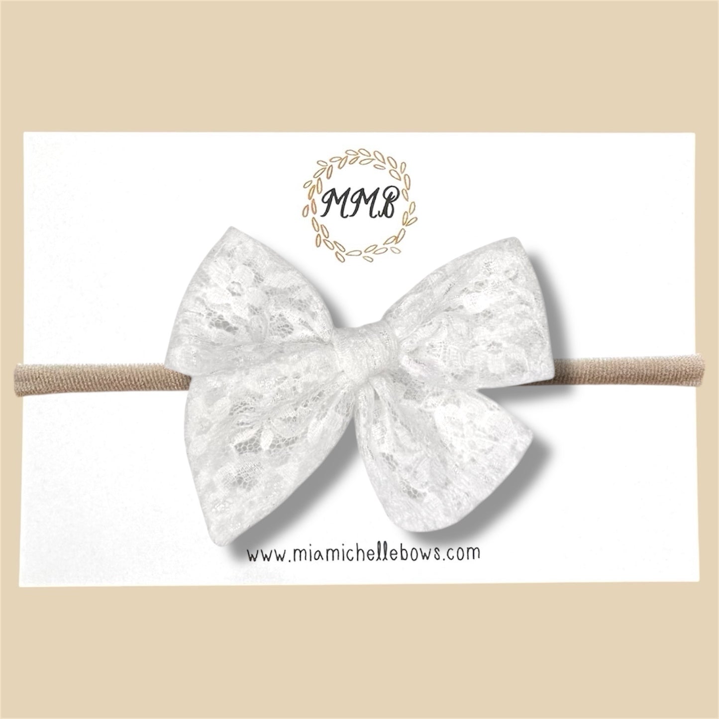 Hand-tied White Lace Bow
