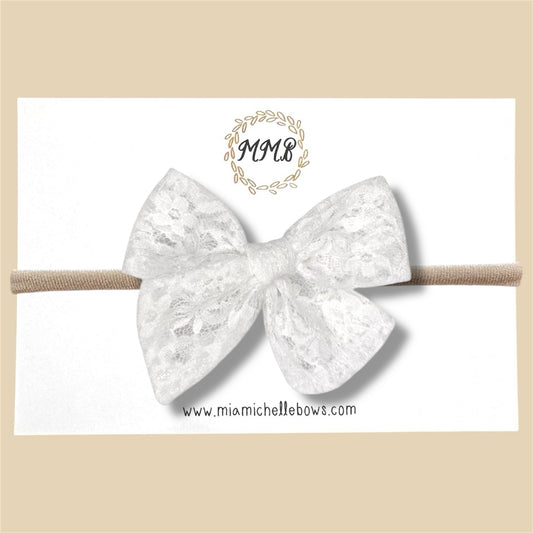 Hand-tied White Lace Bow