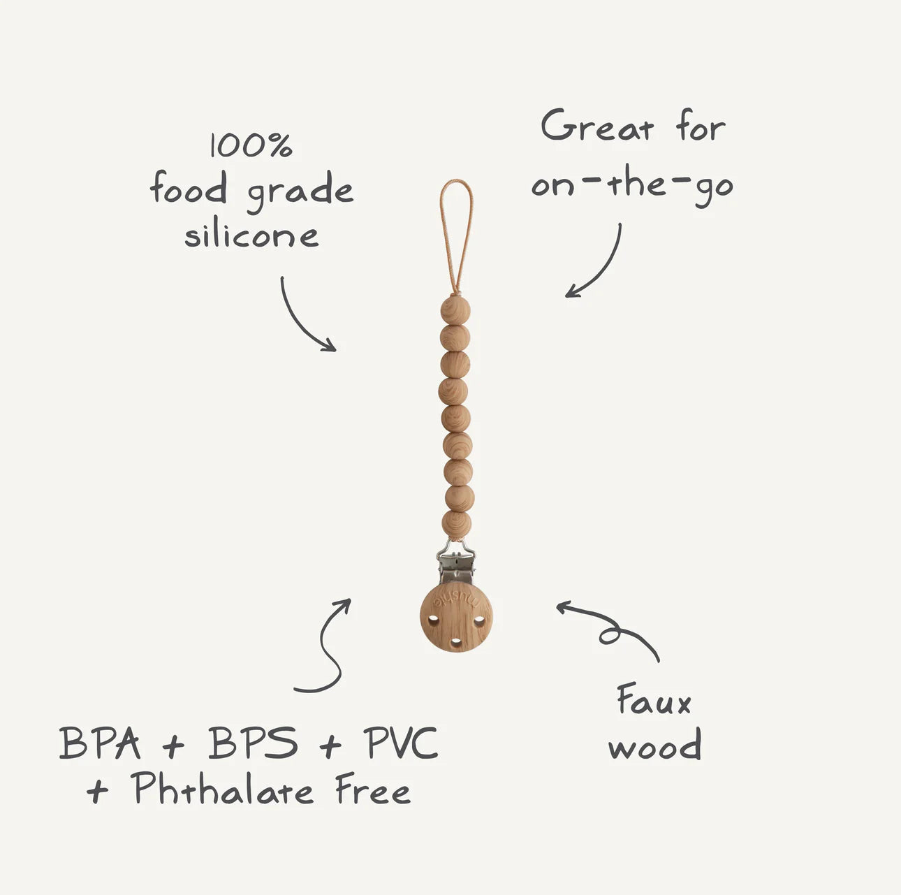 Mushie Silicone Pacifier Clip-Hera