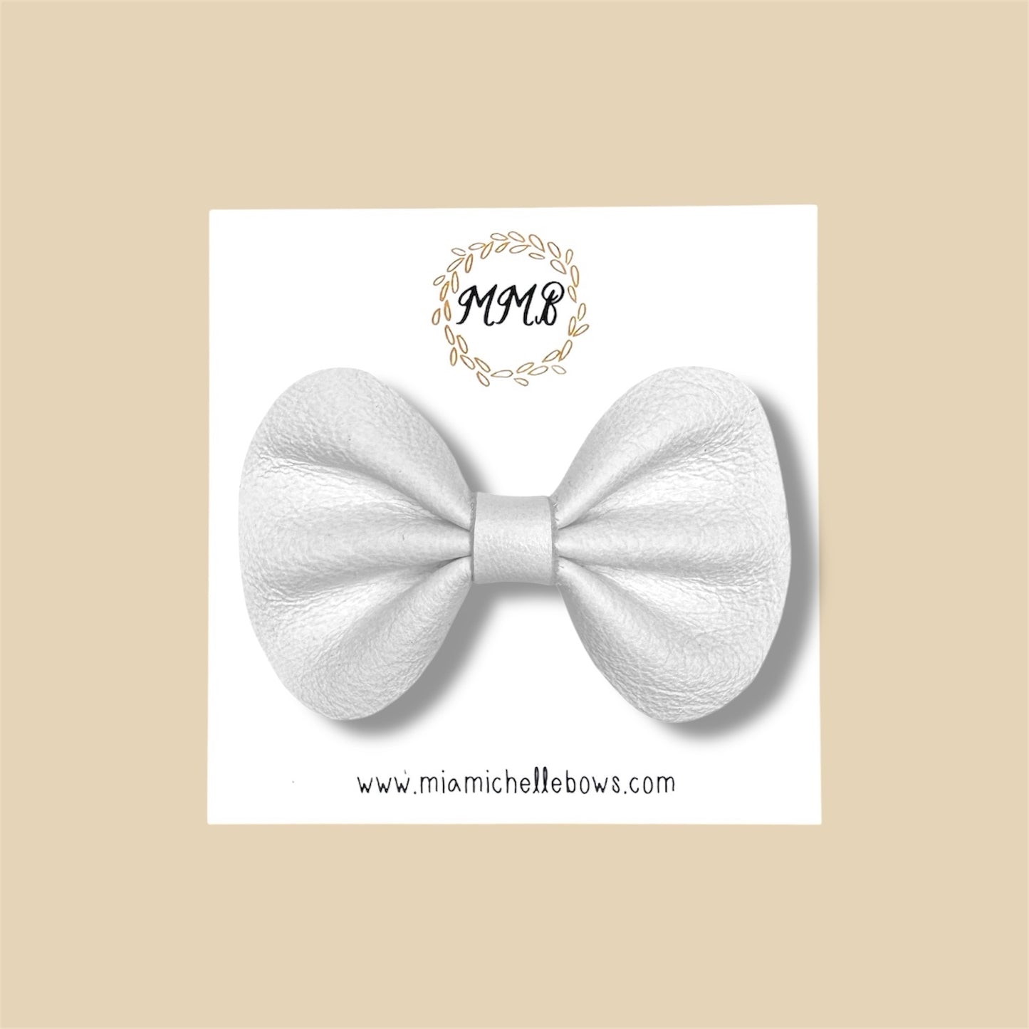 White Genuine Leather Bow