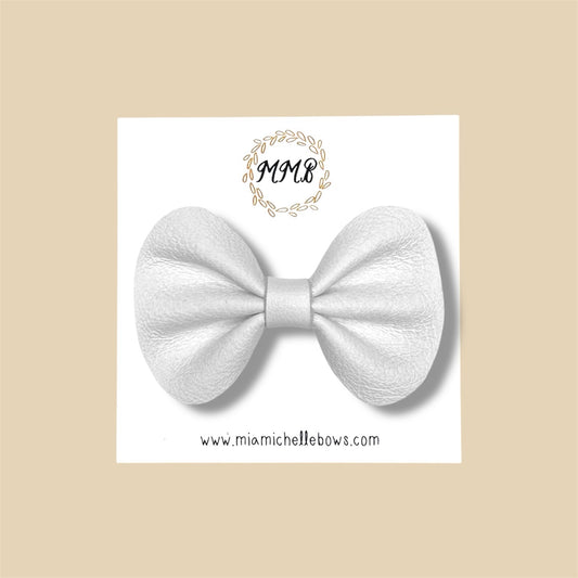 White Genuine Leather Bow
