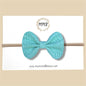 Turquoise Basketweave Genuine Leather Bow