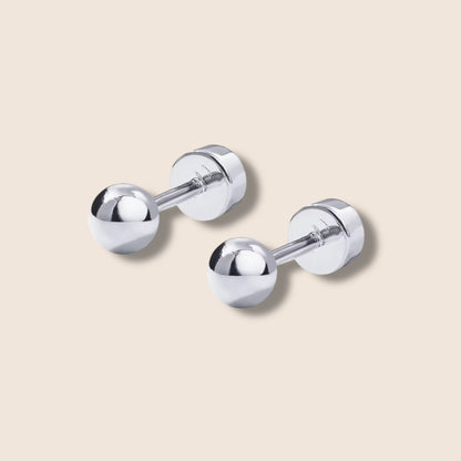 Silver ball Flat Screw Back Studs