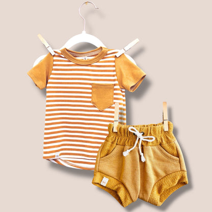 Handmade Mustard Pocket Tee & Mustard Pocket Shorties