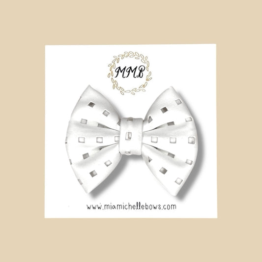 Mod White Vegan Leather Bow