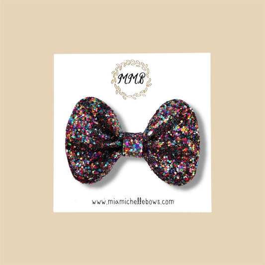 Rainbow Confetti Glitter Bow