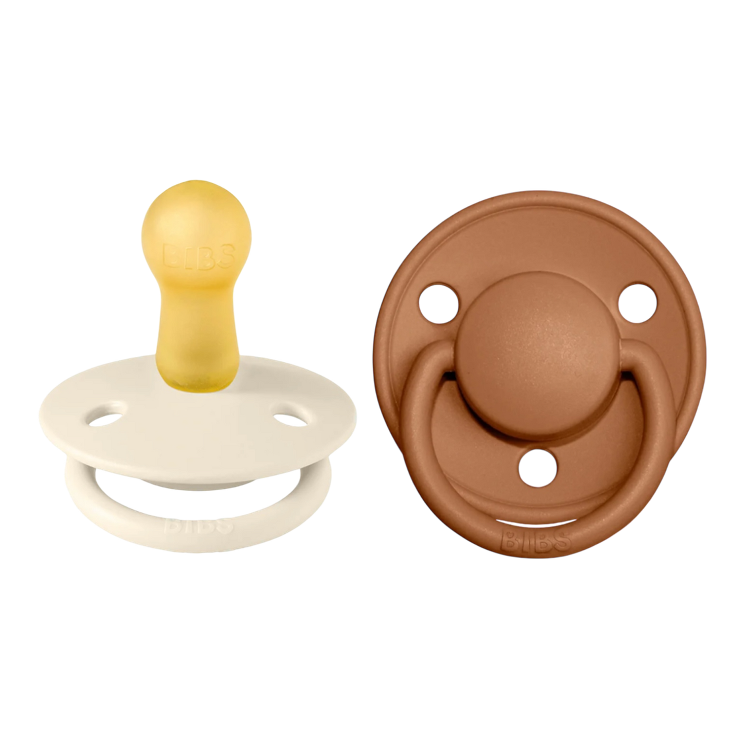 Bibs De Lux Rubber Pacifier 2 Pack- Ivory/ Earth