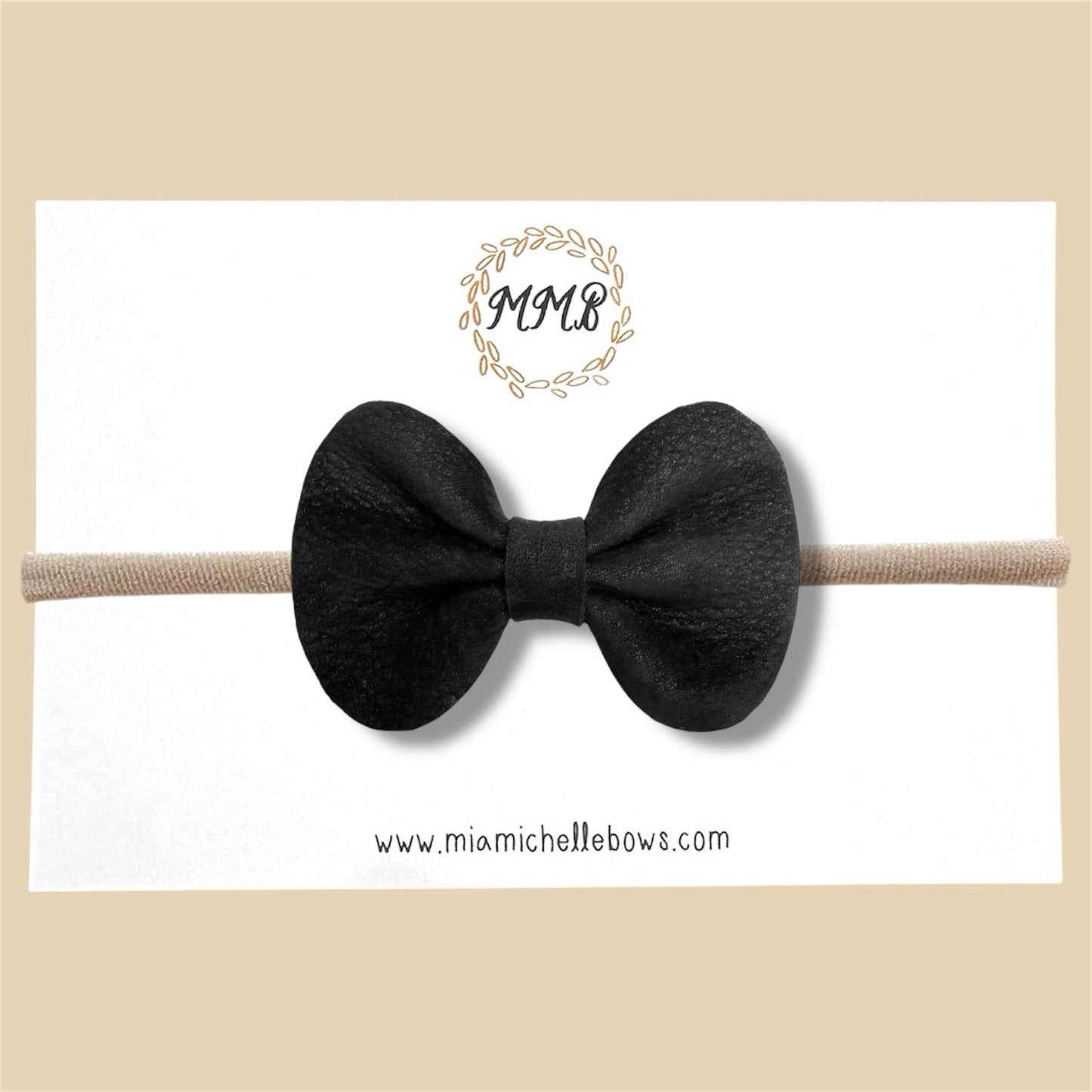 Matte Black Genuine Leather Bow