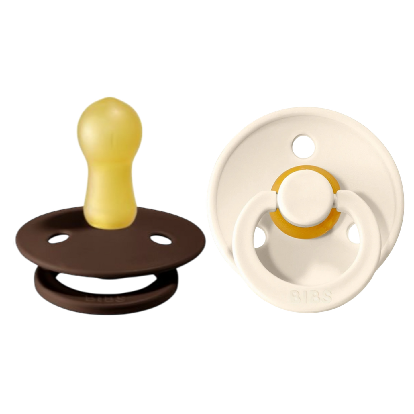 Bibs Colour Pacifier 2 Pack—Mocha & Ivory