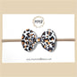 White Leopard Vegan Leather Bow