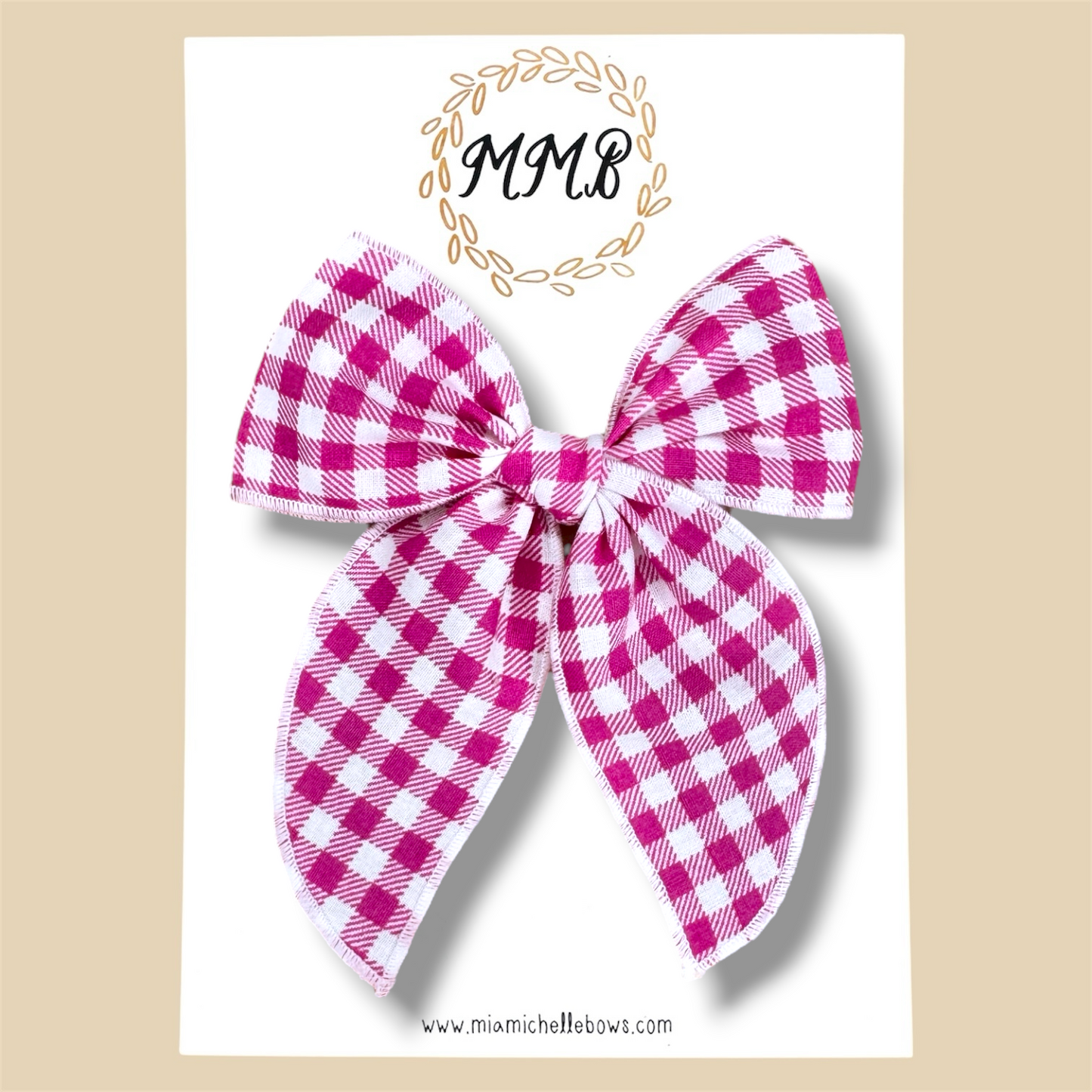 Bright Pink Gingham Fairytale Bow