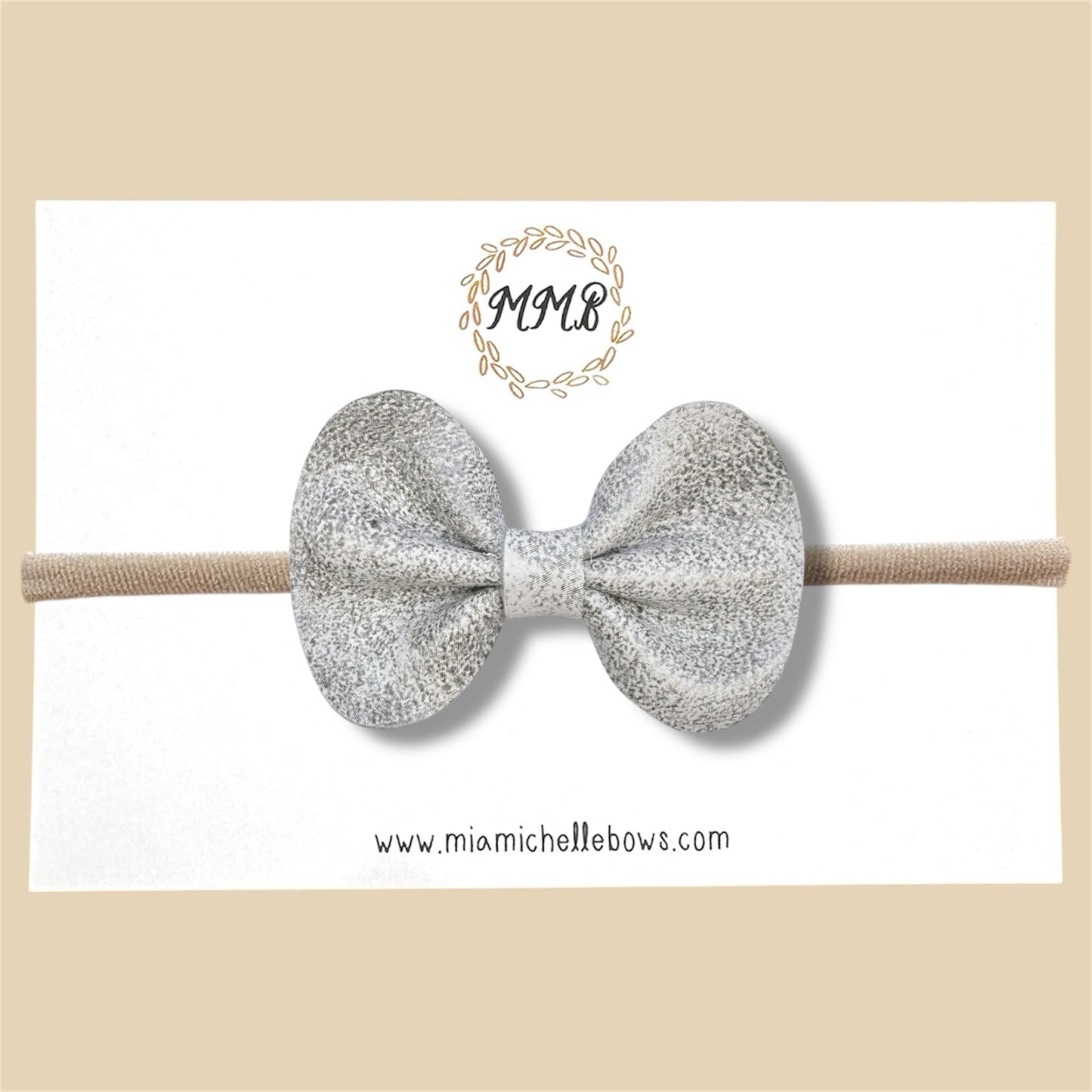 Vintage Grey Genuine Leather Bow