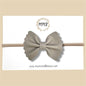 Taupe Scalloped Genuine Leather Bow