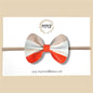Orange Color-block Genuine Leather Bow