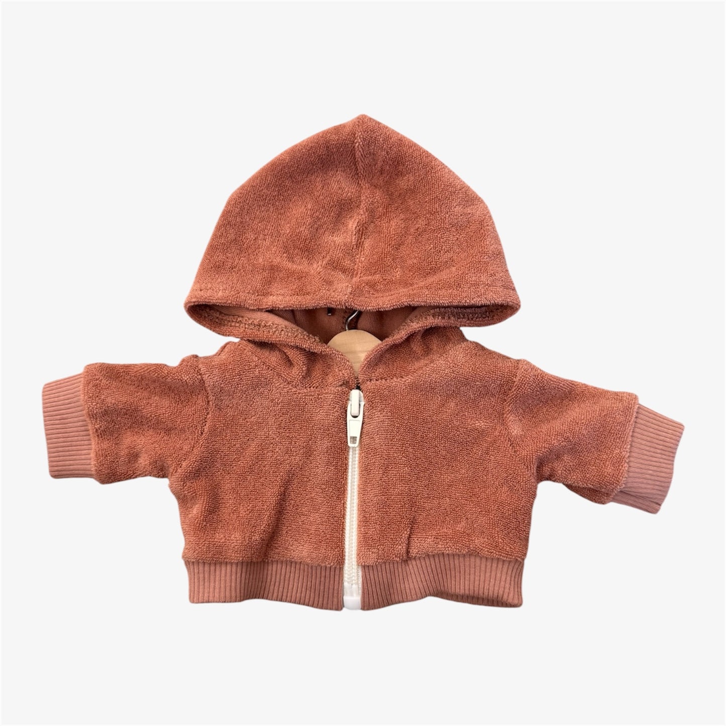 Doll—Minikane Faux Terry Zip Up Jacket in Camel