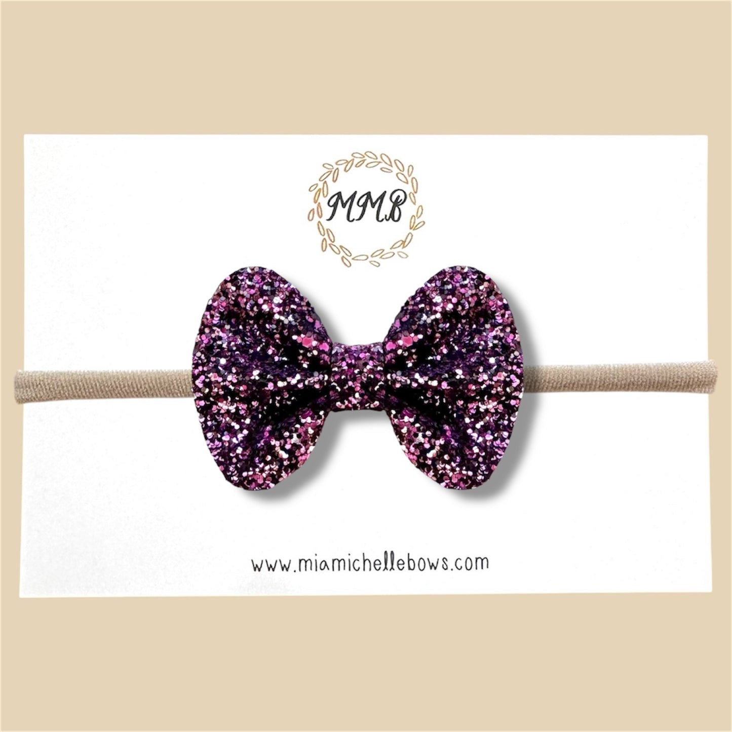 Plum Sparkle Glitter Bow