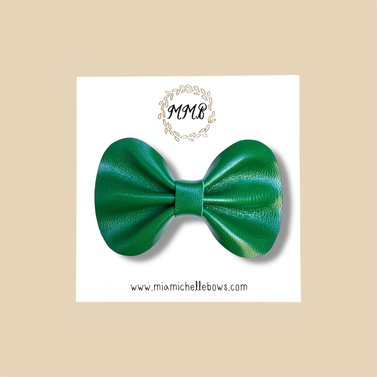 Green Genuine Leather Bow
