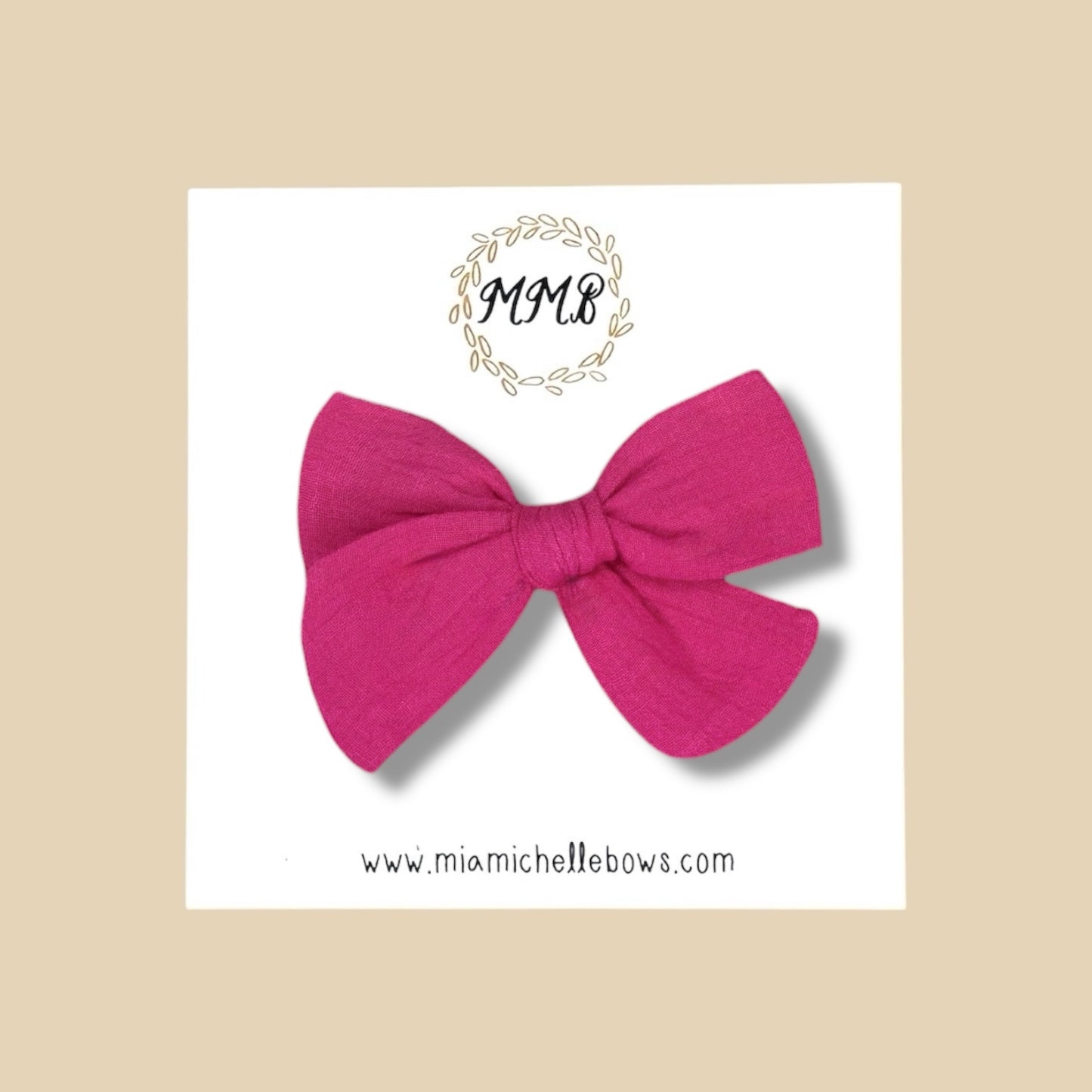 Hand-tied Gauze Bow in Magenta