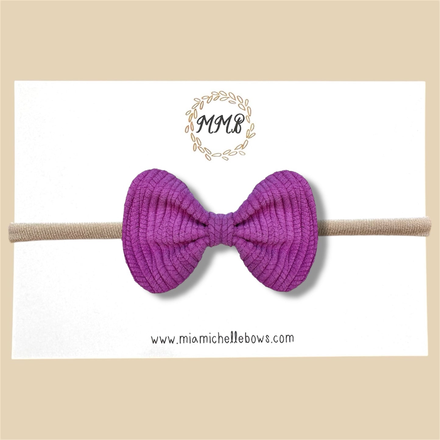 Purple Woven Genuine Leather Bow