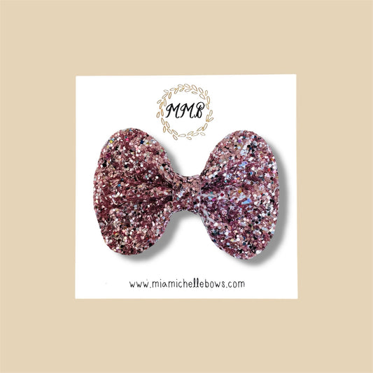 Metallic Blush Confetti Glitter Bow