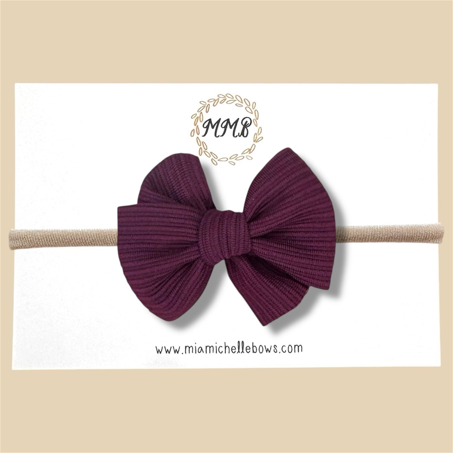Burgundy Ribbed Sassy Bow