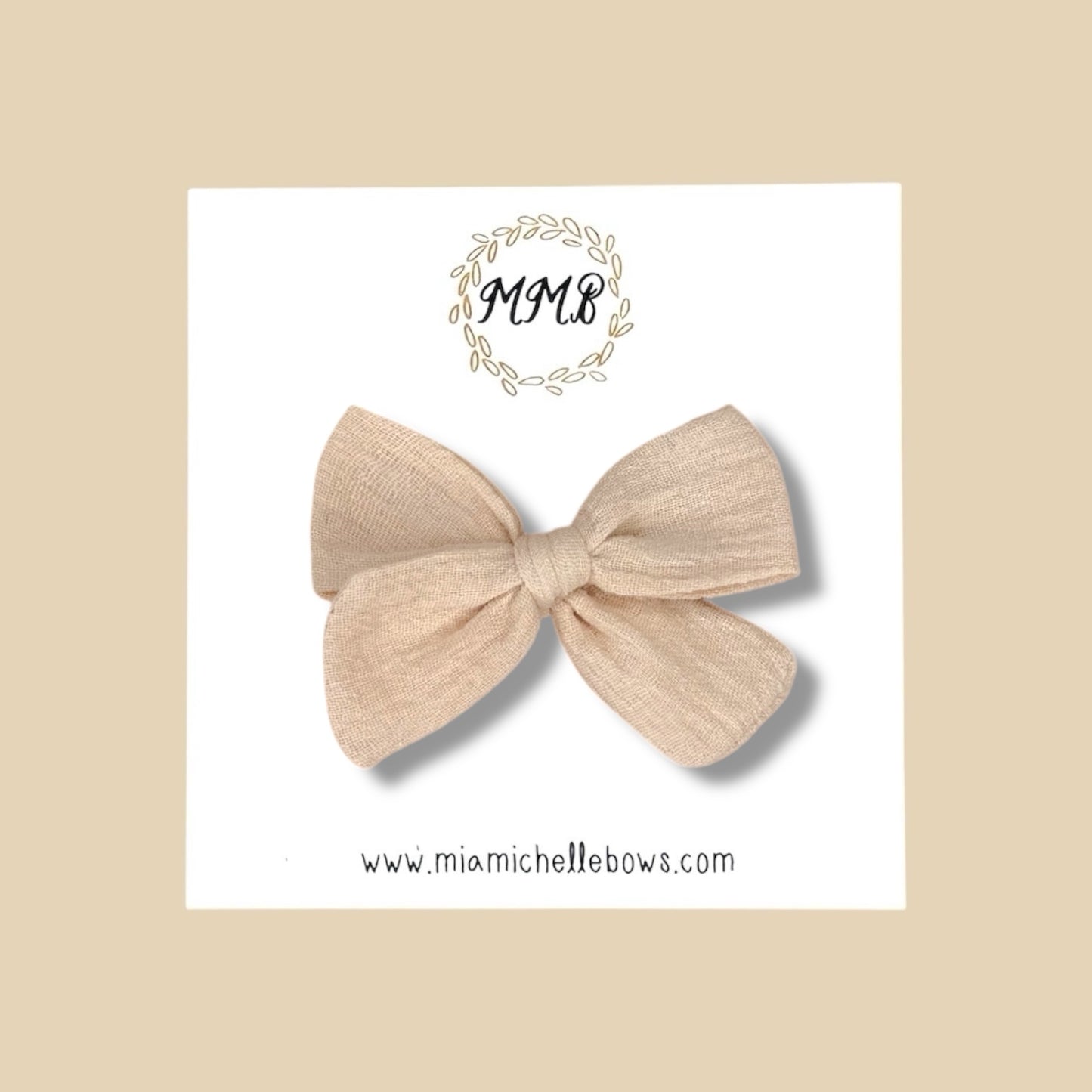 Hand-tied Gauze Bow in Tan