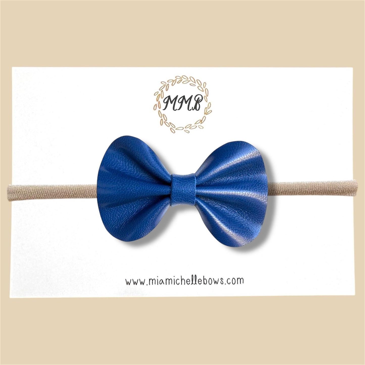 Blue Genuine Leather Bow