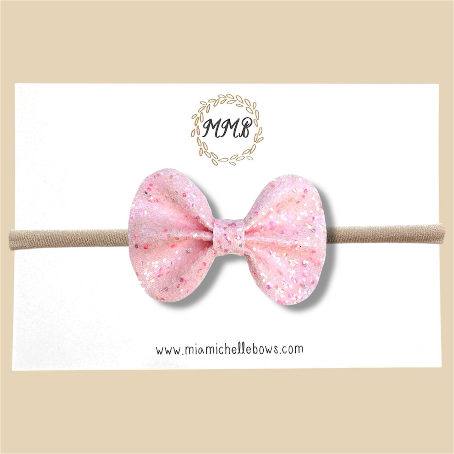 Pale Pink Sparkle Glitter Bow