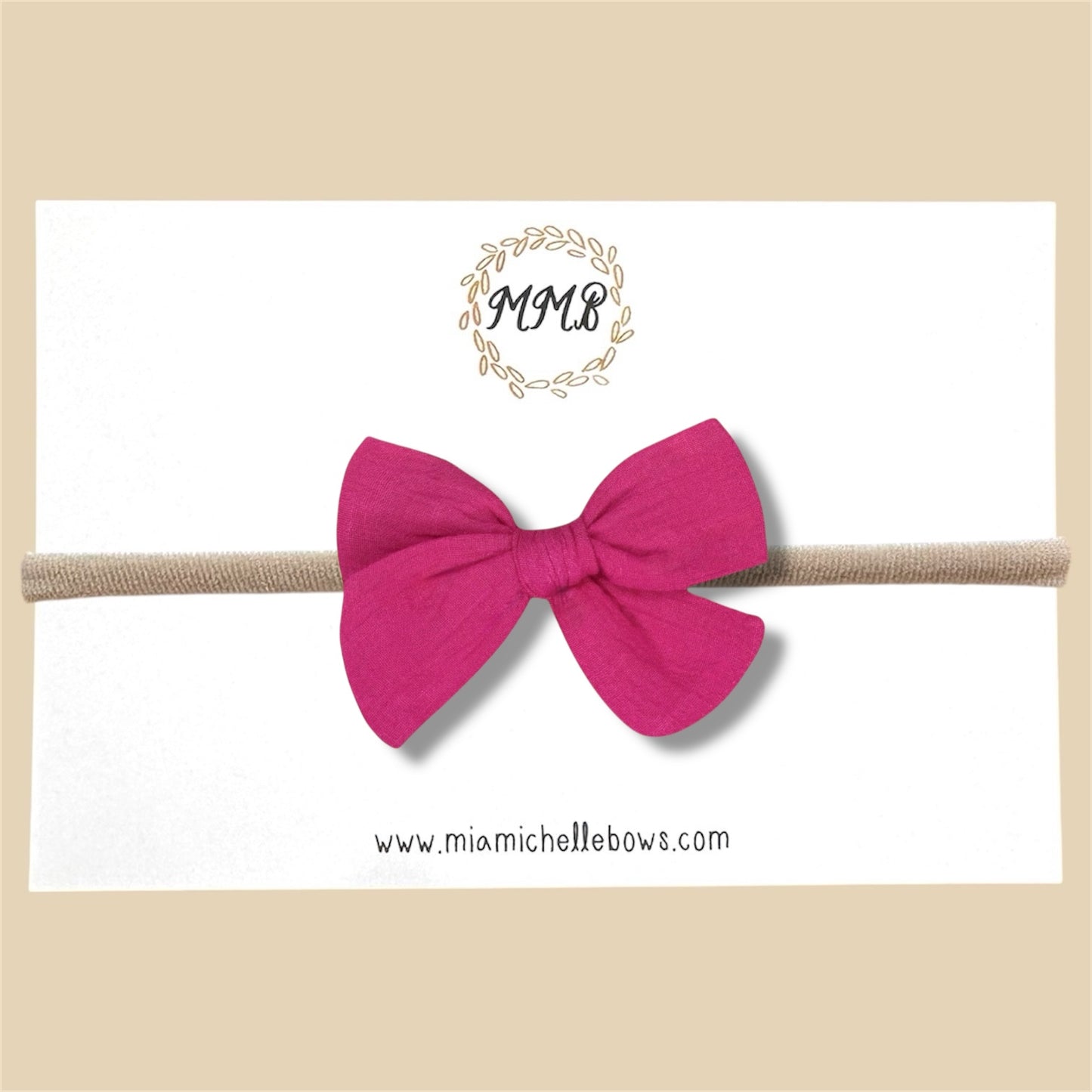 Hand-tied Gauze Bow in Magenta