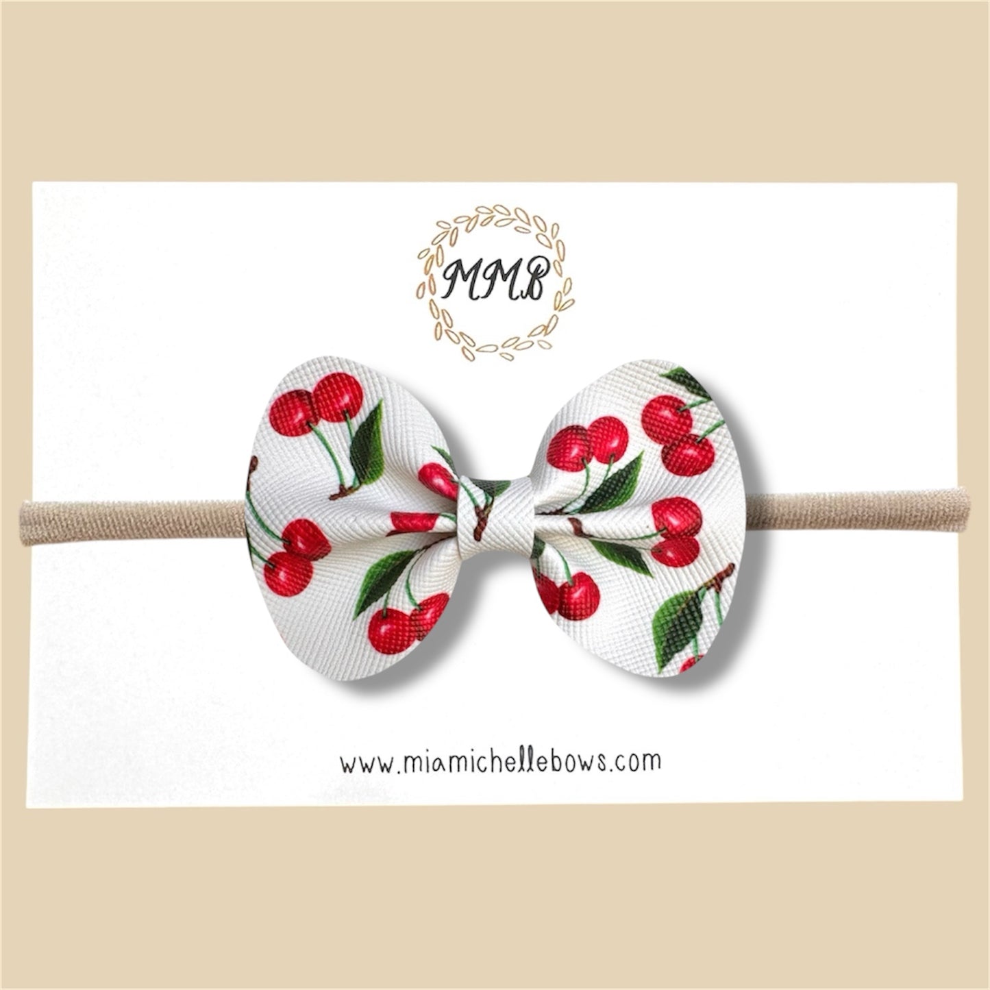 Cherries Vegan Leather Bow