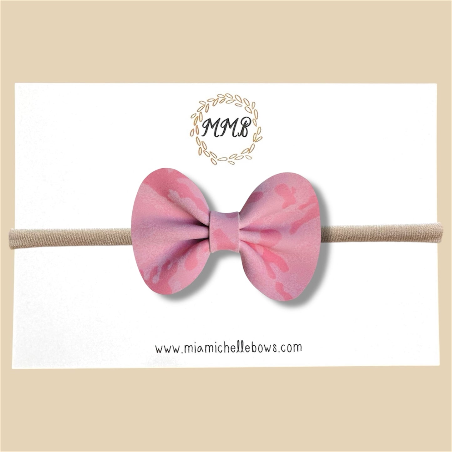 Pink Camo Vegan Leather Bow
