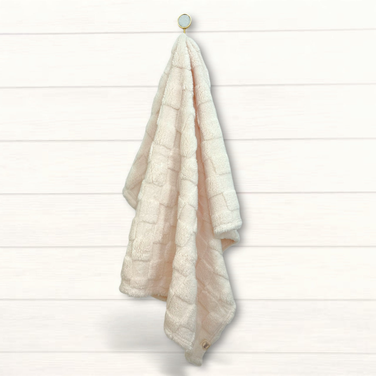 Plush Ivory Checkered Baby Blanket