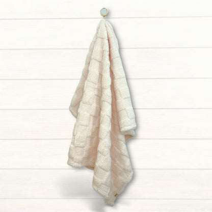 Plush Ivory Checkered Baby Blanket