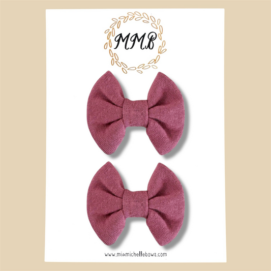 Mauve—Jersey Knit Mini Pigtail Bows