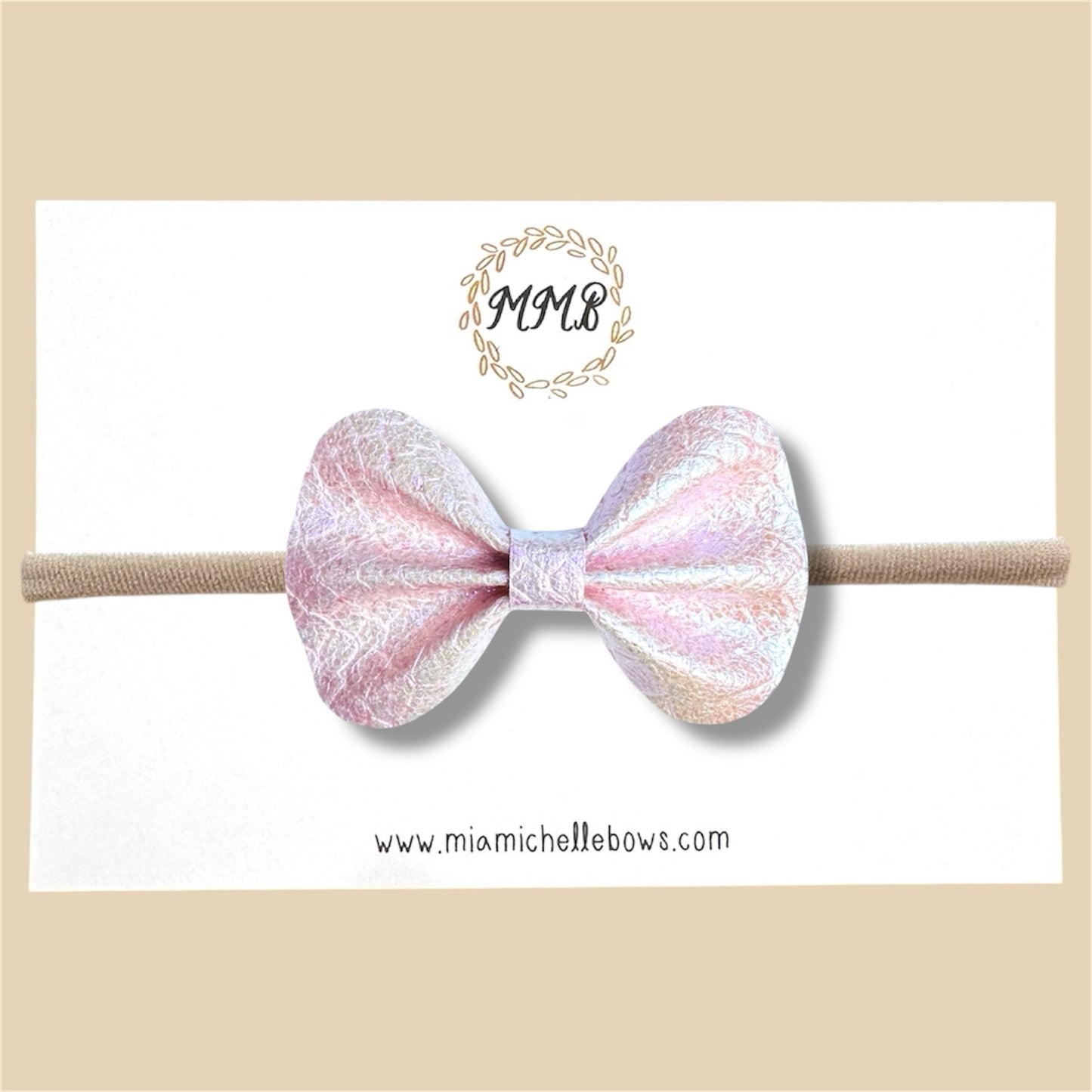 Pink Dragon Iridescent Vegan Leather Bow