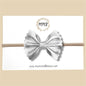 Silver Scalloped Genuine Leather Bow