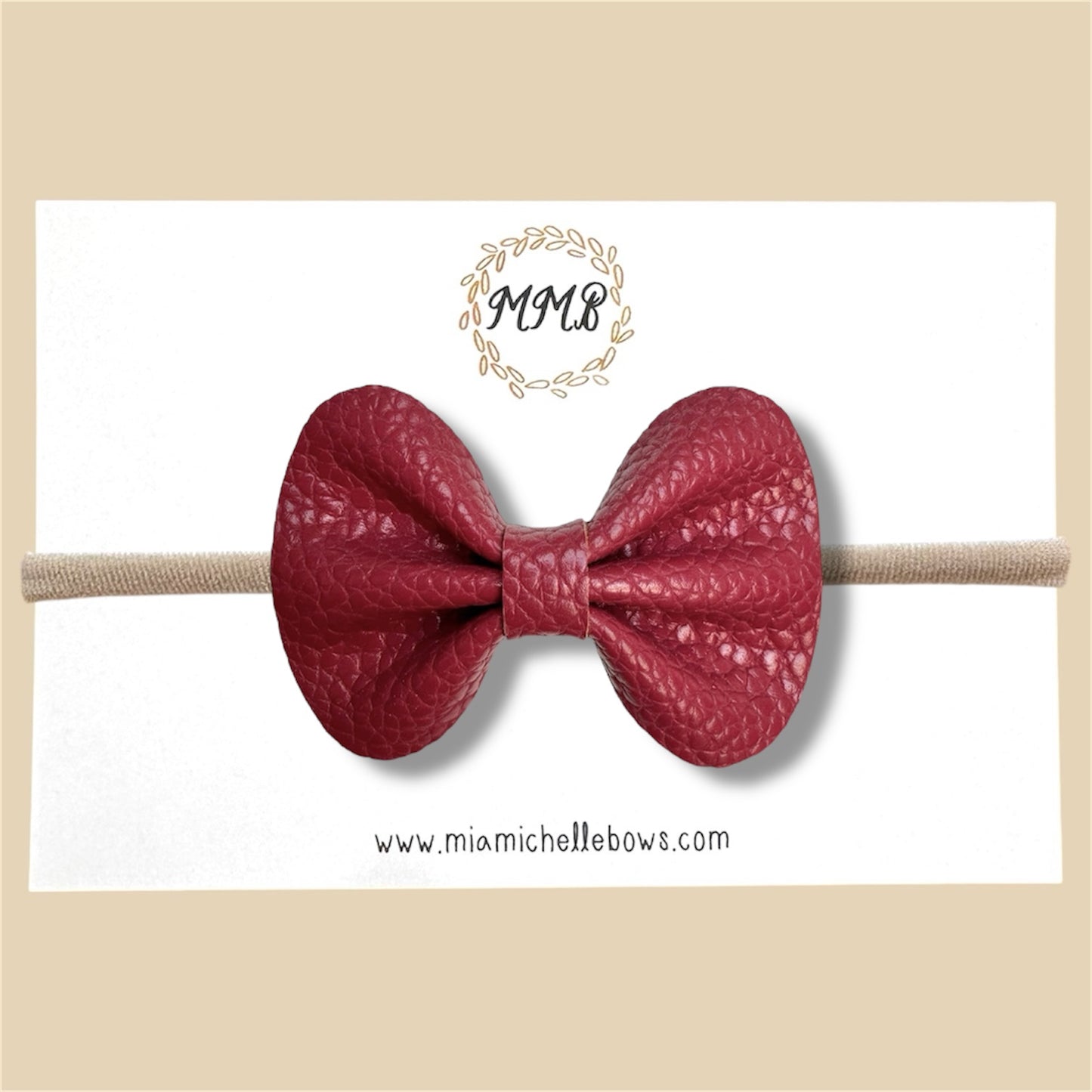 Dark Red Vegan Leather Bow