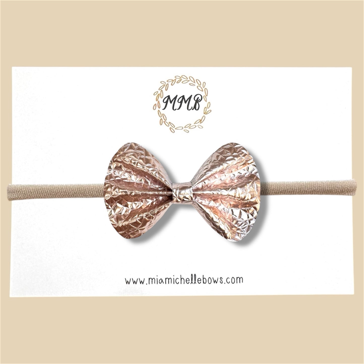 Rose Gold Geometric Vegan Leather Bow