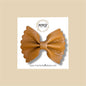Mustard Scalloped Vegan Leather Bow