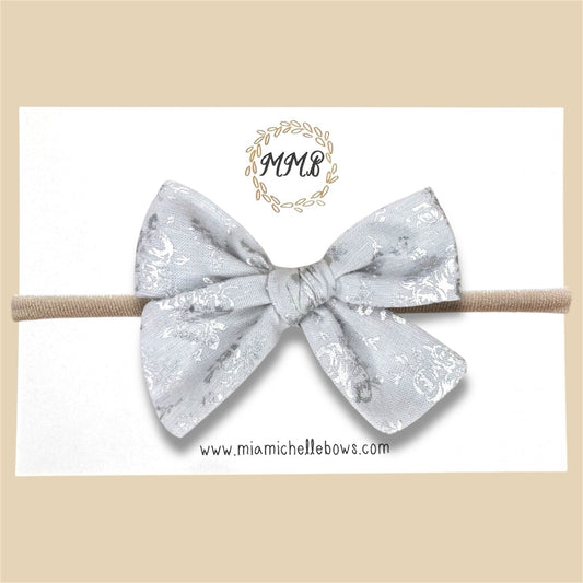 Hand-tied Silver Floral Bow