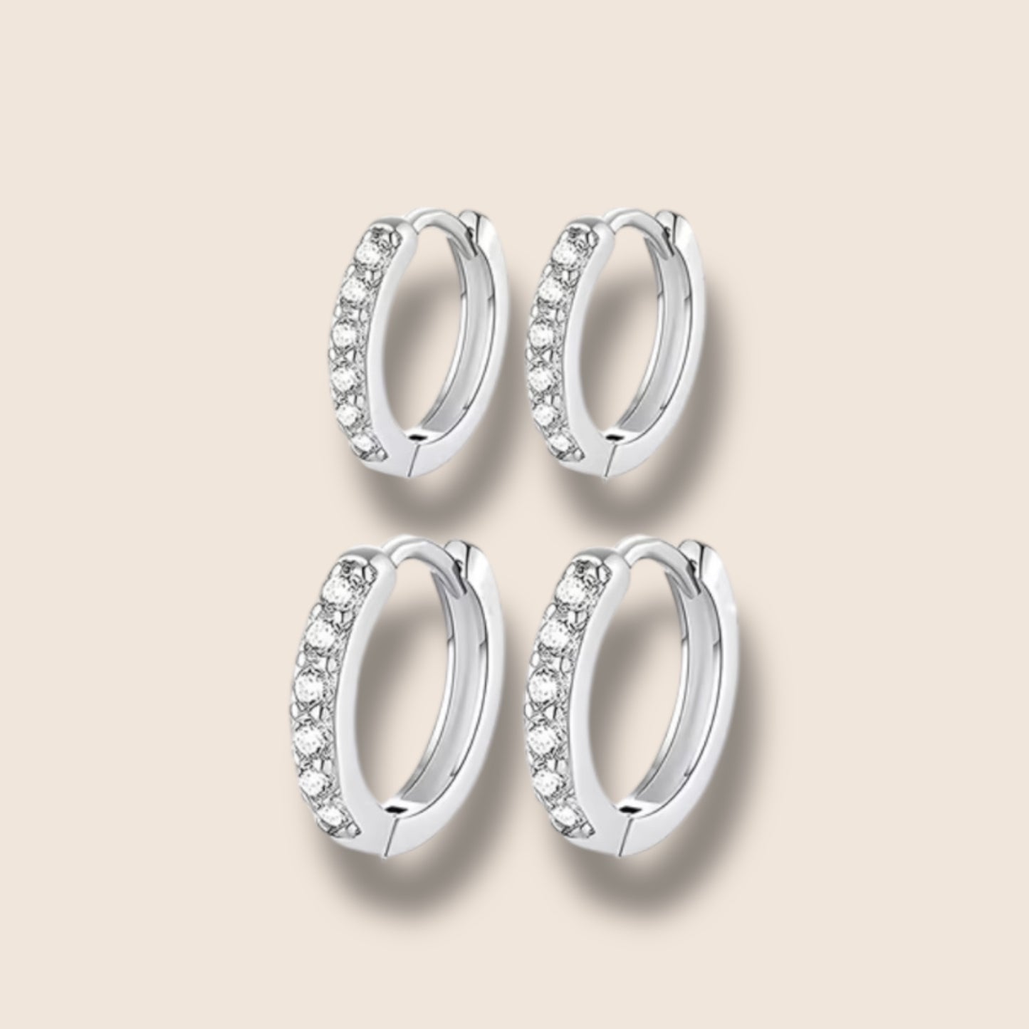 Silver CZ Huggie Hoops