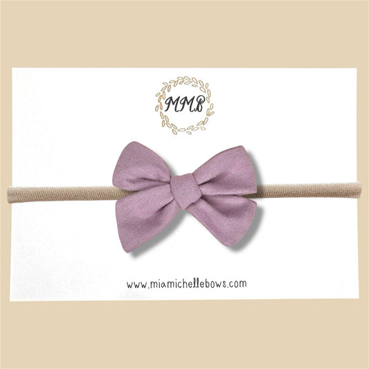 Lavender Gray Stretch Knit Hand Tied Bow
