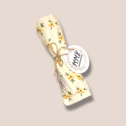 Yellow Floral— Cotton Gauze Burp Cloth