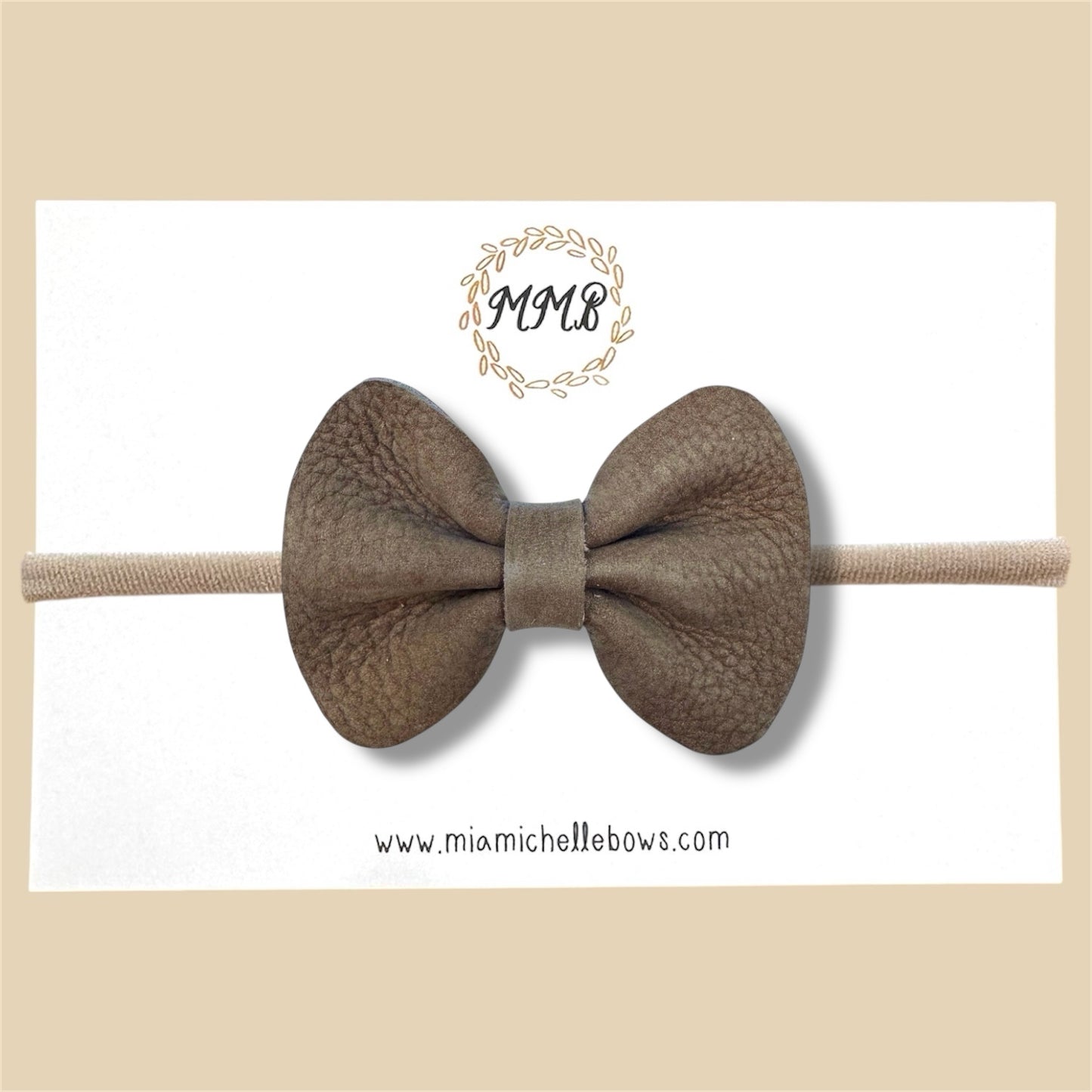 Brown Suede Genuine Leather Bow