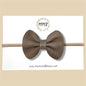 Brown Suede Genuine Leather Bow