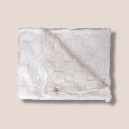 Plush Ivory Checkered Baby Blanket