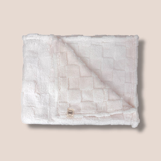 Plush Ivory Checkered Baby Blanket